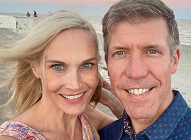 A selfie of stroke survivor, Laura Sammons, and her husband at the beach A selfie of stroke survivor, Laura Sammons, and her husband at the beach