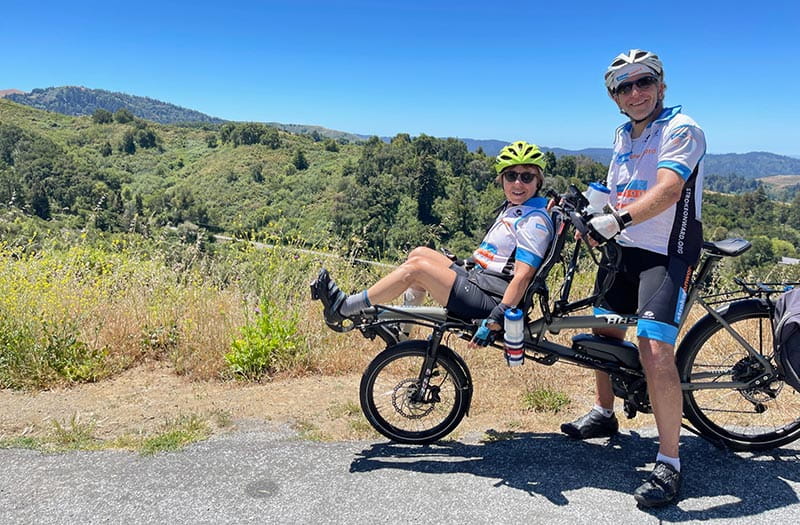 Steve Zuckerman and Debra Meyerson on their tandem bike
